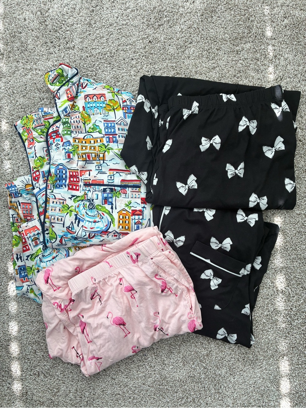 Bundle of Kate Spade Women's Patterned Long Pajama Tops and Bottoms